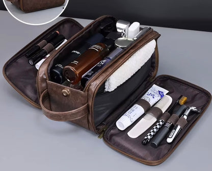 Leather Makeup Bag – Multi-Compartment Cosmetic Organizer