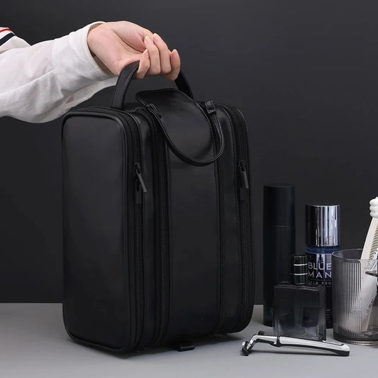 Leather Makeup Bag – Multi-Compartment Cosmetic Organizer