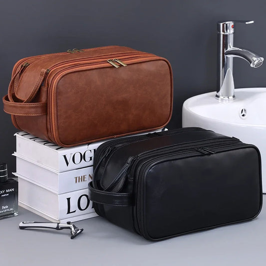 Leather Makeup Bag – Multi-Compartment Cosmetic Organizer