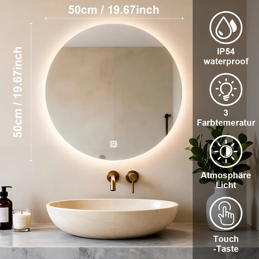 Smart Round LED Bathroom Mirror